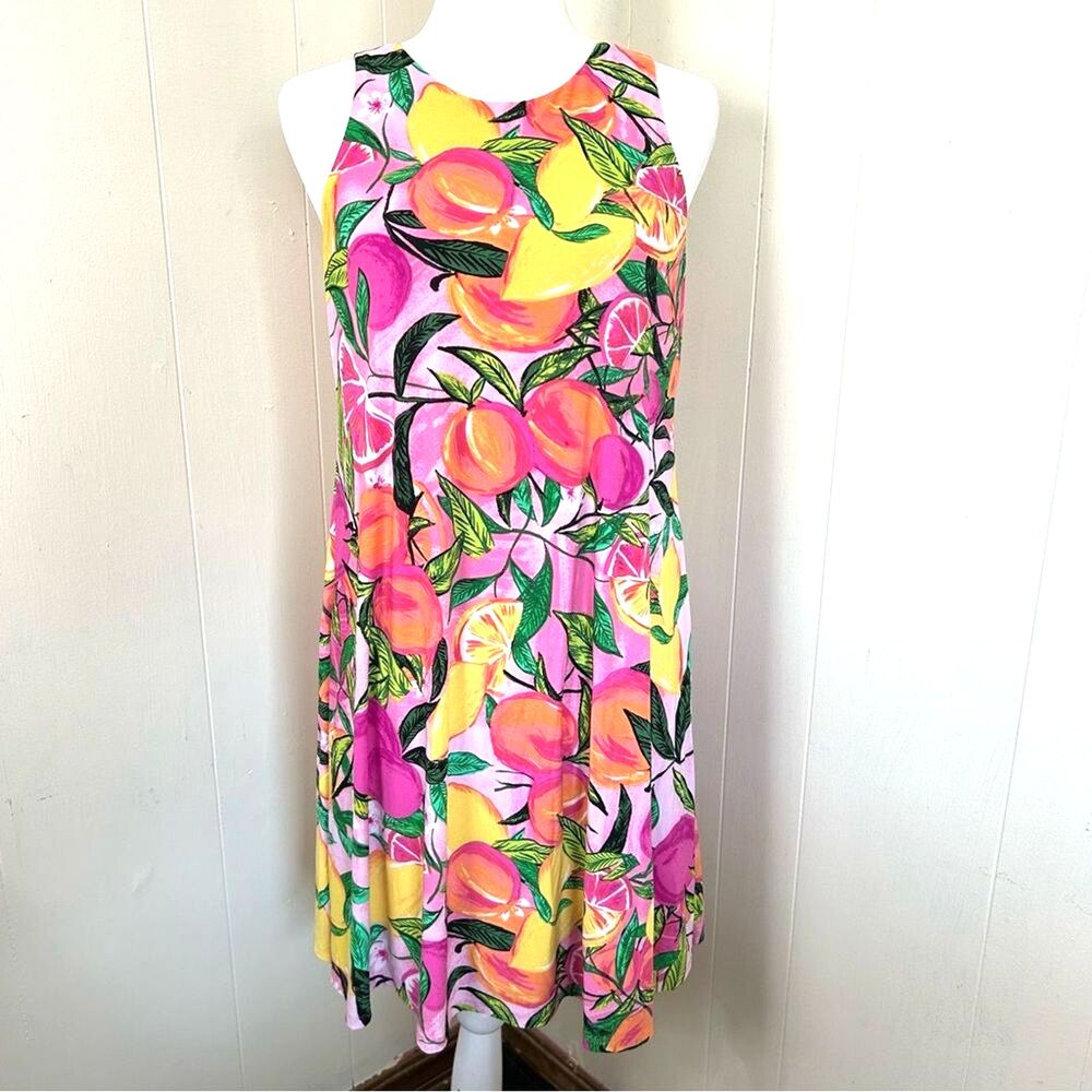 Pappagallo Dress Size S Multicolor Tropical Fruit Sleeveless Knee Dress